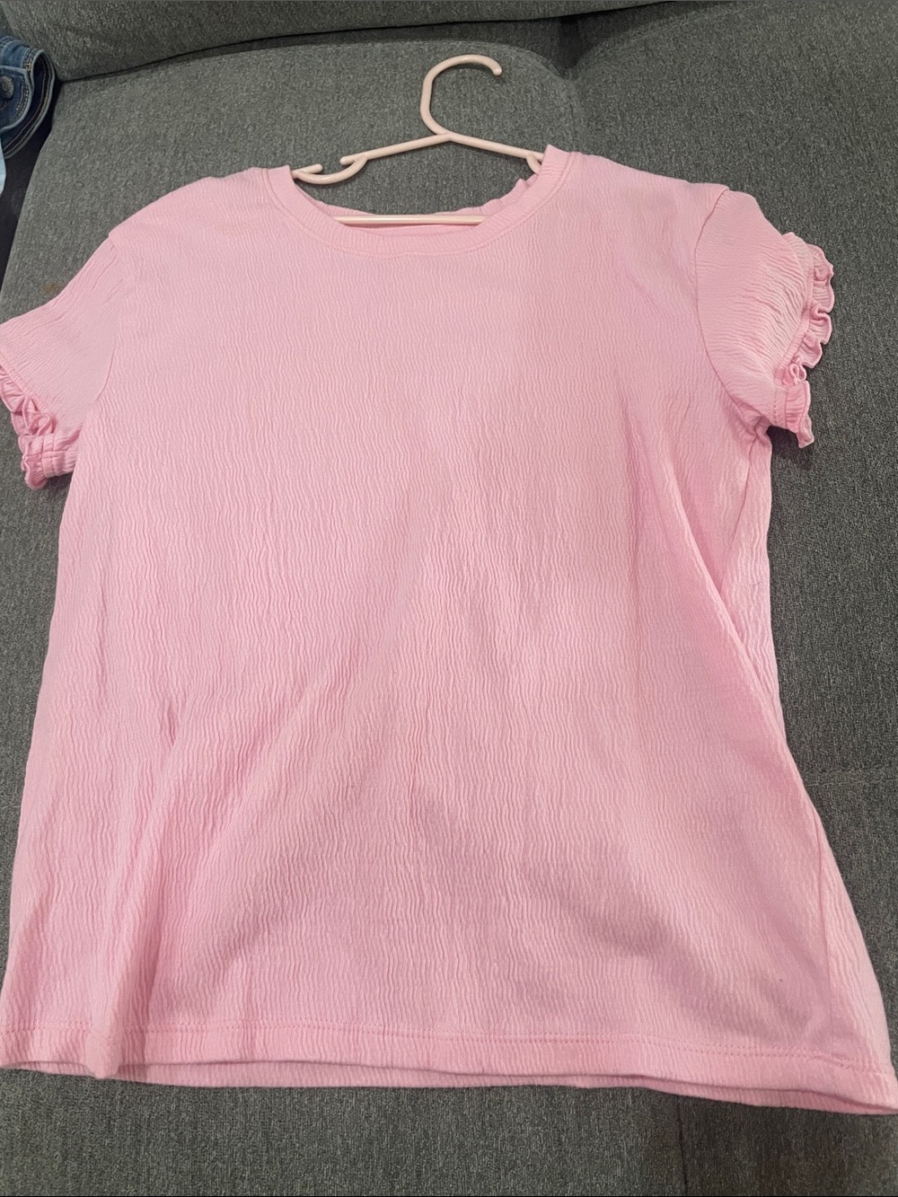 Cat & Jack Light Pink Short Sleeve Ruffle-Trim Tee